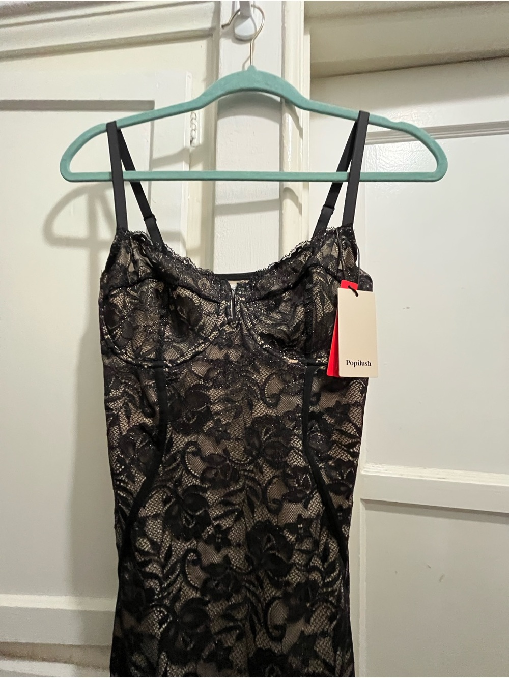 Popilush All-Lace Hourglass Corset Side Slit Midi Dress size SM NEW - Picture 7 of 16